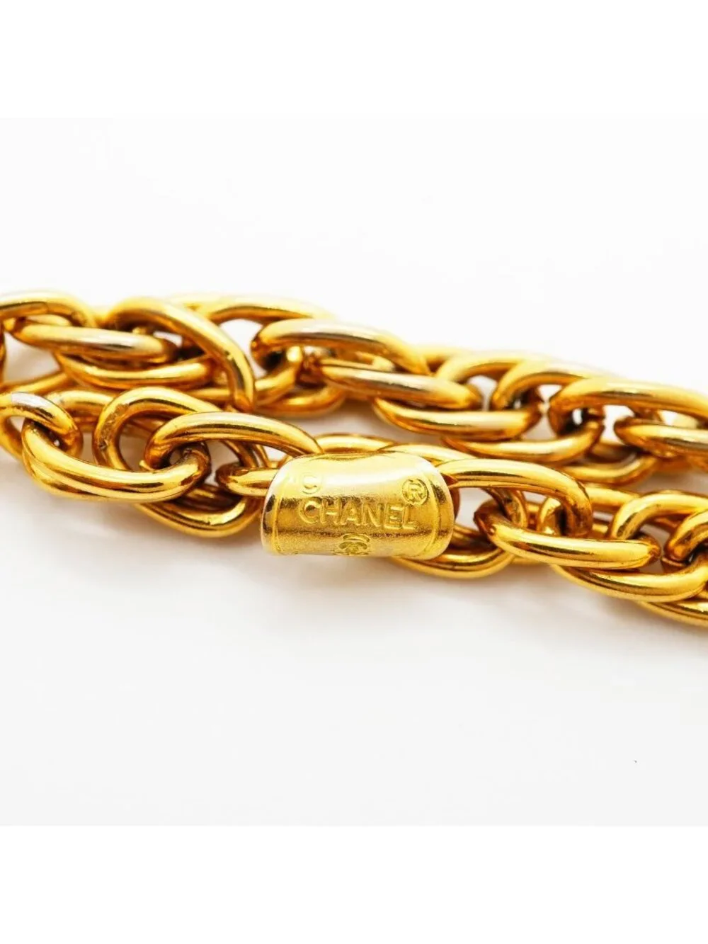 Chanel Necklace Vintage Logo Gold Plated